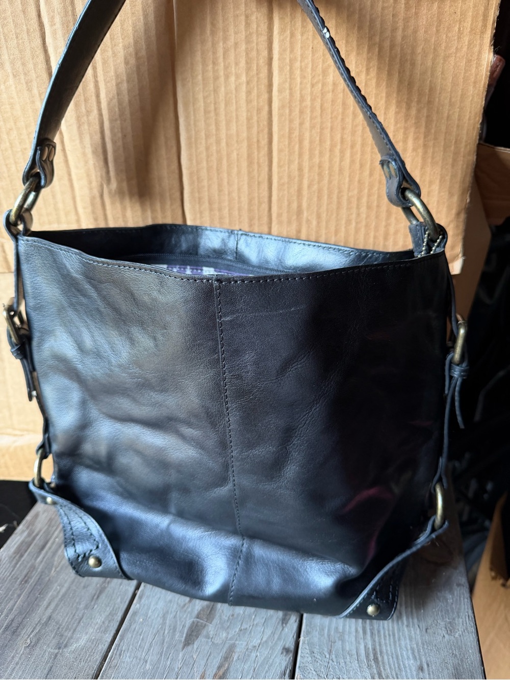 Nino BOSSI Black Leather Shoulder Bag